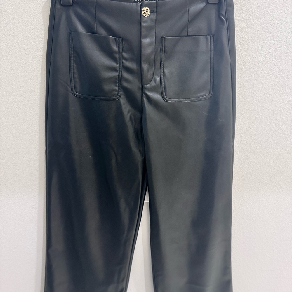 Bagatelle Collection Faux Leather Pants Wide Leg Cropped Trouser Sz Medium